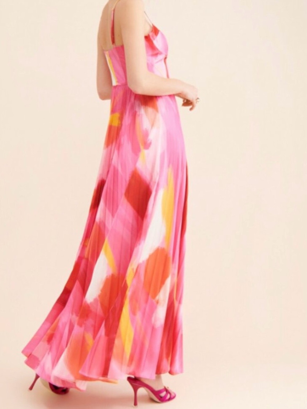 Hutch Mali Pink Multi-Color Pleated Maxi Dress